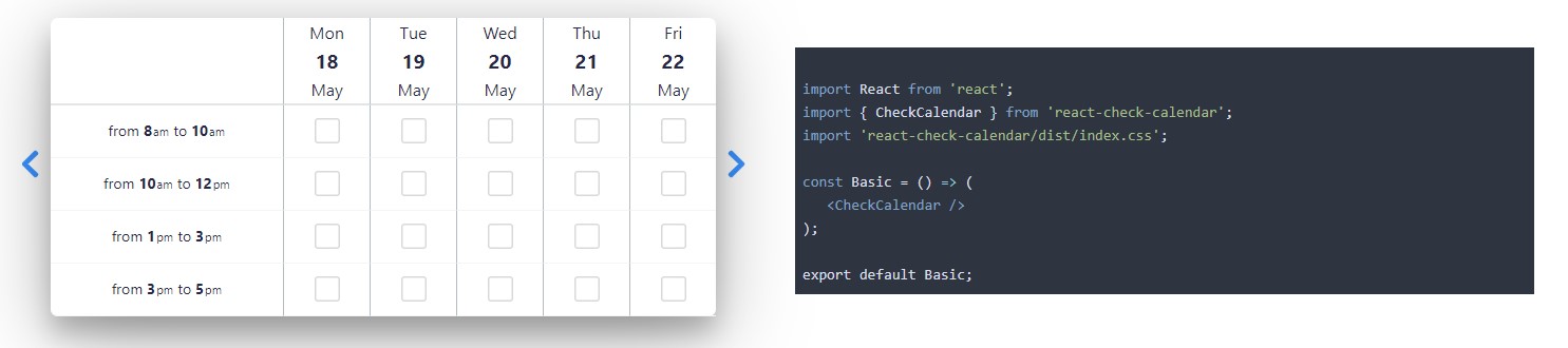 React Checkbox Calendar